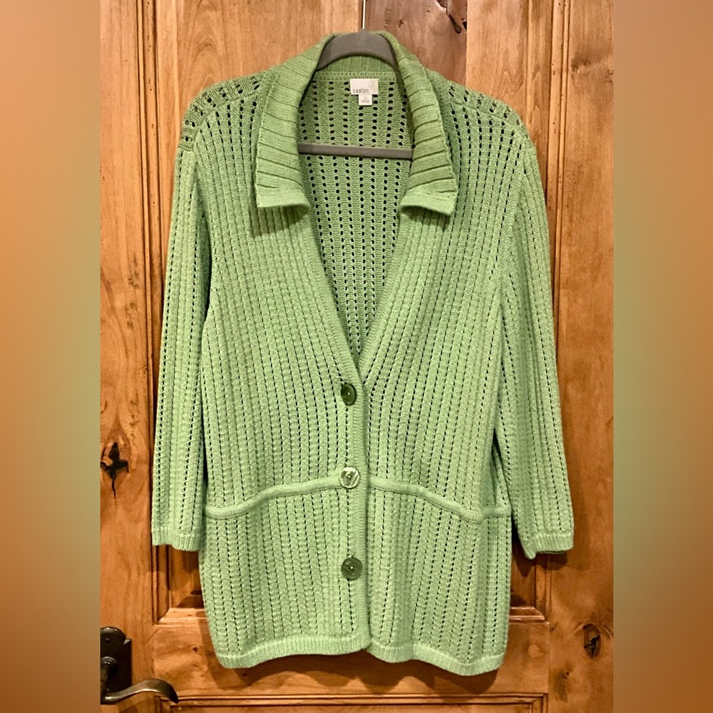 Lovely Caslon Light Green Knit Cardigan
